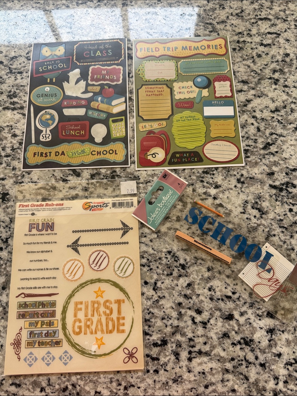 First Grade School Scrapbook Sticker Bundle